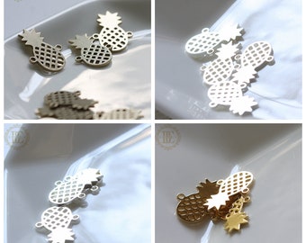 Laser Cut / Raw Brass / Brass Base / Pineapple / Link / Connector (C4346)