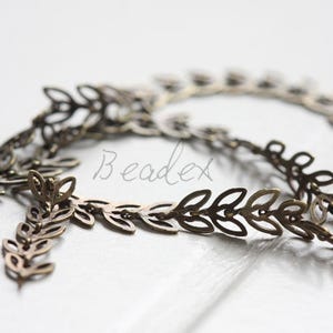 One Foot / Antique Brass Tone / Brass Base / Leaf Chain / Chain (C3372)