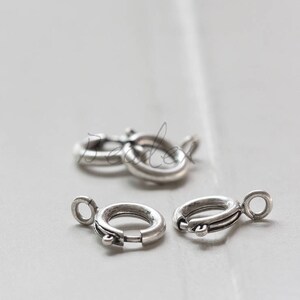 10 Pieces / Antique Silver Plated / Real Silver / Brass Base / Ring / Spring Clasp (C339//I51A)