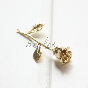 One Piece / Rose / Shiny Gold Plated / Real Gold / Brass Base / Charm (Z9495//G656)