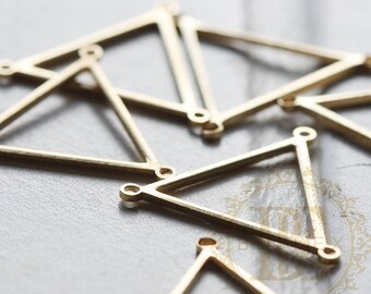 10 Pieces / Raw Brass / Pendant / Charm / Triangle / With 3 Holes 21*19mm (C3745//V101)