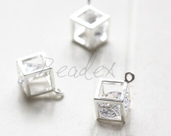 One Piece / Square With Rhinestone / Silver Plated / Real