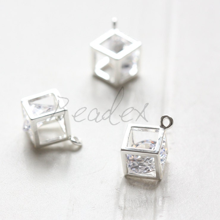 One Piece / Square With Rhinestone / Silver Plated / Real One Piece / Square With Rhinestone / Silver Plated / Real
