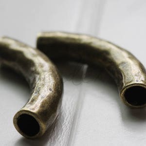 2pcs / Tube / Spacer / Curved / Hammered / Antique Brass / Base Metal (Y11739//D33)