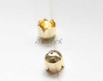 2 stuks / Real Gold Plated / Brass Base / Bead Cap / Cone (C3021/G669)