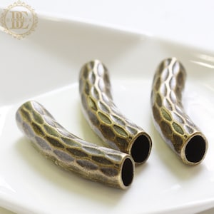2 Pieces / Tube / Spacer / Curved / Hammered / Seamless / Antique Brass / Base Metal (Y13425//D291)