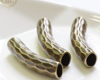 2 Pieces / Tube / Spacer / Curved / Hammered / Seamless / Antique Brass / Base Metal (Y13425//D291)
