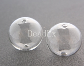 4 Pieces / Hand Blown / Hollow Glass Beads / Near Round / Clear / 25mm (17H1/G81)