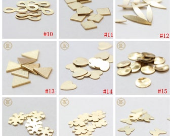 Solid Raw Brass / NO HOLE / Component / Crescent / Geometry / Star / Moon / Heart  (C4527-1)