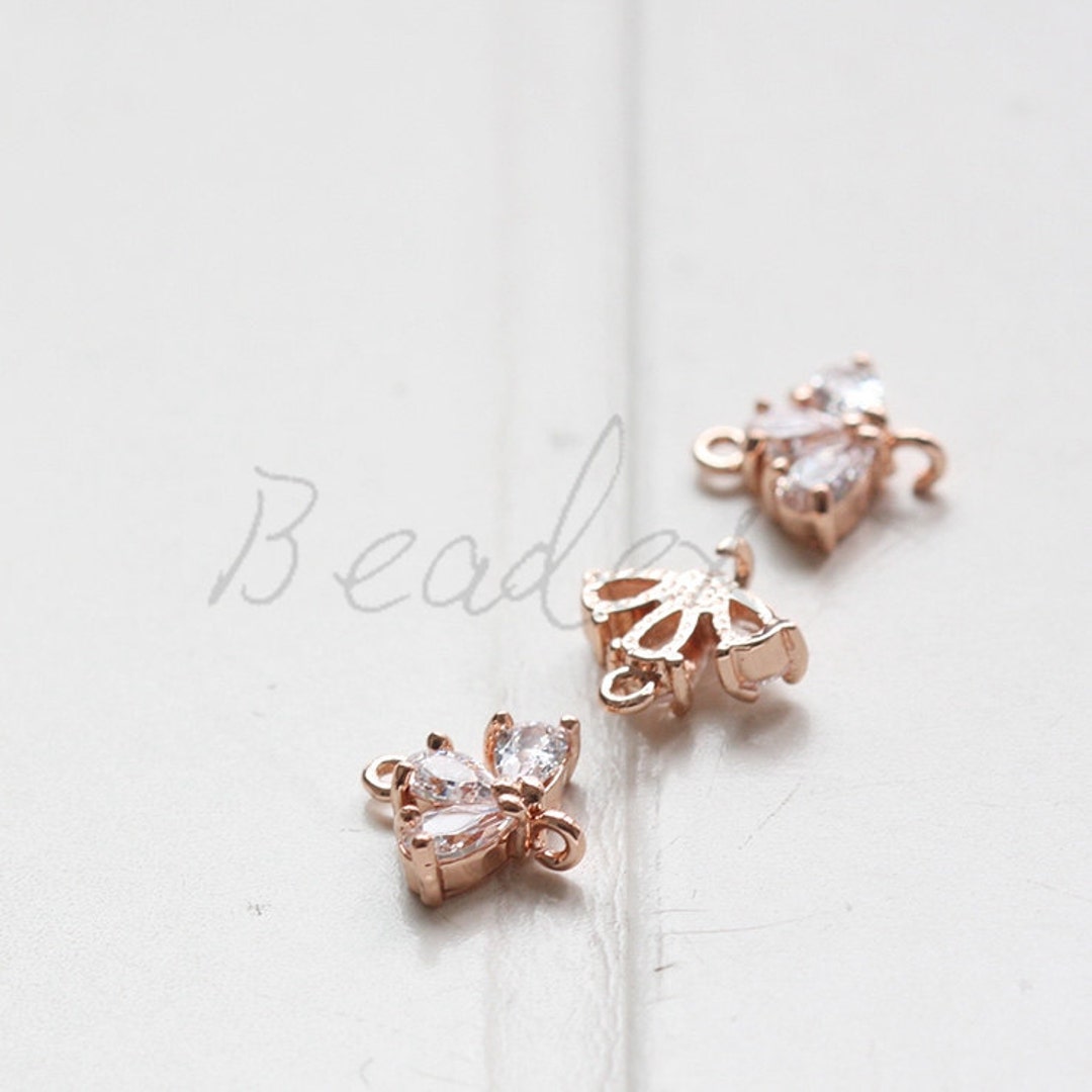 One Piece / Leaf / Flower With Rhinestone / Rose Gold Plated