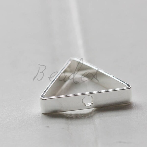 One Piece / Real Silver Plated / Brass Base / Finding / One Hole / Triangle / Bead Frame (C3714//K738)