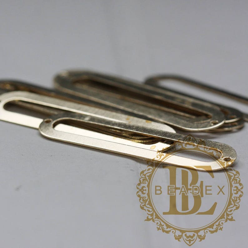 10 Pieces / Raw Brass / Pendant / Link / Cut Rectangle 46x12mm C3734//V188 image 1