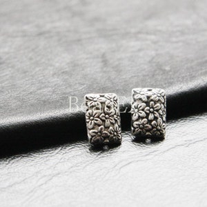 22pcs / Spacer / Puff Rectangle / Flower / Oxidized Silver / Base Metal / 12x8mm (YA8679//C47)