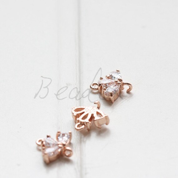 One Piece / Leaf / Flower With Rhinestone / Rose Gold Plated