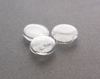 6 Pieces / Hand Blown / Hollow Glass Beads / Flat Coin / Clear / 14mm (17H12/G92)