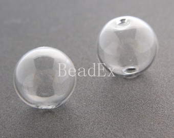 4 Pieces / Hand Blown / Hollow Glass Beads / Near Round / Clear / 20mm (17H2/G82)