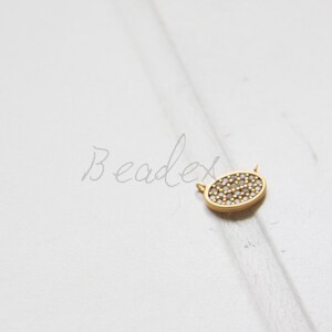Un pezzo / Ovale con Rhinestone / Matte Gold Plated / Real Gold / Brass Base / Link / Charm (C3153//K468)