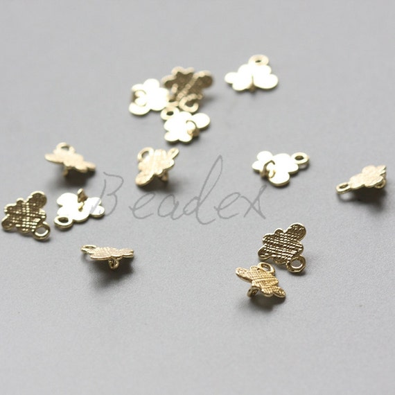 2 Pieces / Flower / Real Gold Plated / Brass Base / Charm
