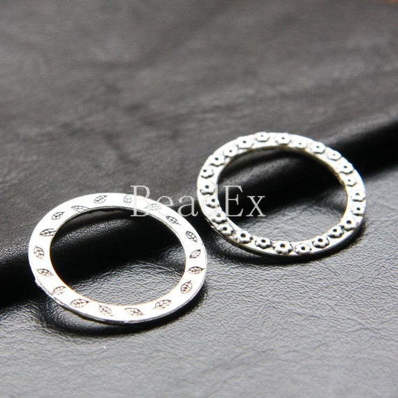 10 Pieces / Ring / Loop / Oxidized Silver / Base Metal / Charm