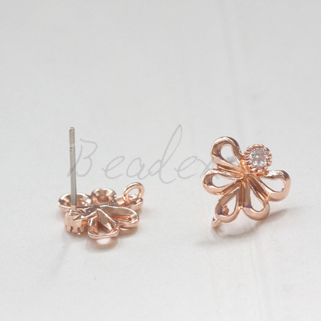 2 Pieces / Rose Gold Plated / Brass Base / Real Rose Gold