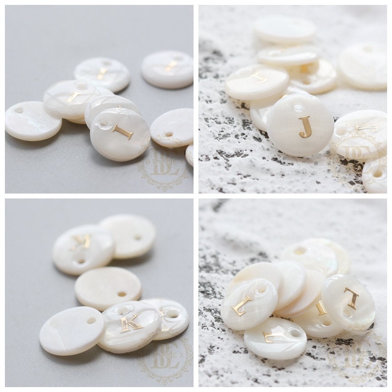 Natural Shell With Gold Alphabet Charm Alphabet Letter - Etsy
