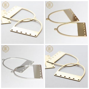 Solid Brass / Charm / U / Multiple Holes / 34*30mm (C4522)