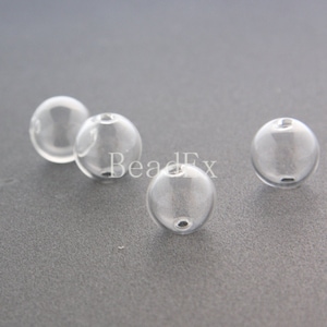 6 Pieces / Hand Blown / Hollow Glass Beads / Near Round / Clear / 14mm (17H3/G83)