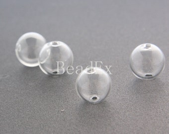 6 pièces / Hand Blown / Hollow Glass Beads / Near Round / Clear / 14mm (17H3/G83)