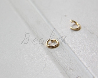 100 Pieces / Gold Plated / Jump Rings / Brass Base / Oval Jump Ring / Ring / 5*4mm  (C319//I19)