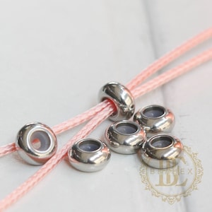 4 Pieces / Spacer / Stainless Steel / Rubber Inside / Stopper Beads / Rondelle (C3885//V235)