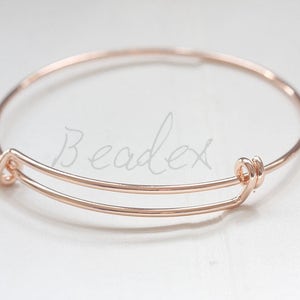 One Piece/ Rose Gold Plated / Real Rose Gold / Brass Base / Bangle / Expandable Bracelet / Expandable Wire Bangle / Blank (Z230163//J706)