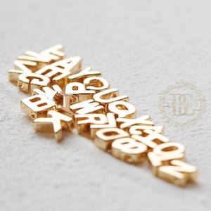 2 Pieces Premium Gold Plated Solid Brass Alphabet Charm - Alphabet - Letter - 6mm (C4533)