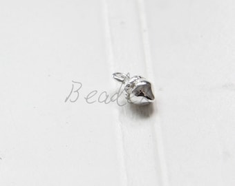 2 Pieces / Acorn / Silver Plated / Real Silver / Brass Base / Charm (C361/G830)