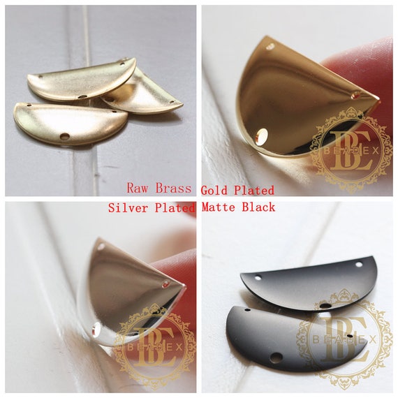 Brass Base Charm Moon 3 Holes Pendant C3728 V94 Etsy