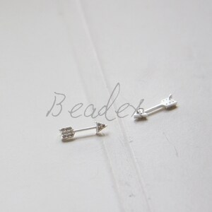 One Piece / Arrow With Rhinestone / Matte Silver Plated / Real Silver / Brass Base / Charm (C3152//K467)