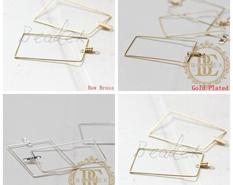 Brass Connector, Triple Earring Charms, 36.1x14.2mm, Brass