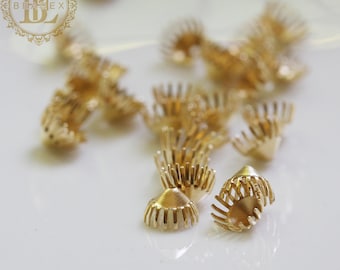 20 Pieces / Raw Brass / Brass Base / Flower / Bead Cap / Flower Cap / Cap (C4426)