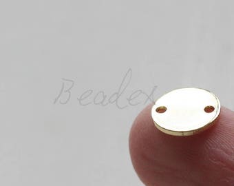 2個/本物の金メッキ/真鍮ベース/ラウンド/ディスク/リンク10mm（C3358//G1107）