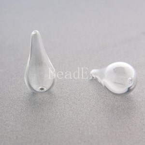 6個 / 手吹き / 中空ガラスビーズ / ティアドロップ / クリア / 30 x 14 mm (17H6/G86)