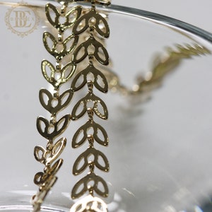 One Foot / Gold Plated / Brass Base / Leaf Chain / Chain (C3372)
