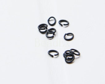 100 Pieces / Matte Black Plated / Jump Rings / Brass Base / Oval Jump Ring / Ring / 5*4mm  (C319//I21)