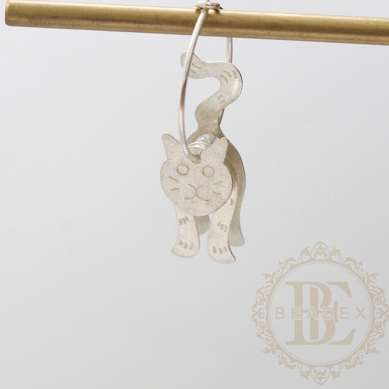 One Set 3 Pieces / 925 Sterling Silver / Cat / Charm C3992 image 4