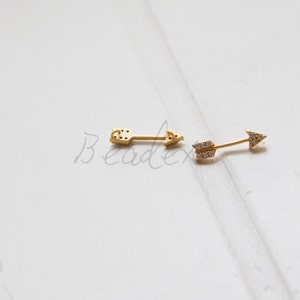 One Piece / Arrow With Rhinestone / Matte Gold Plated / Real Gold / Brass Base / Charm (C3152//K466)