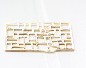 10 Pieces / Raw Brass / Filigree Link / Filigree / Rectangle (C3119//P435)