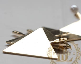 4 Pieces / Triangle / Pendant / Charm / Earring Component / Raw Brass (C3841//V202)