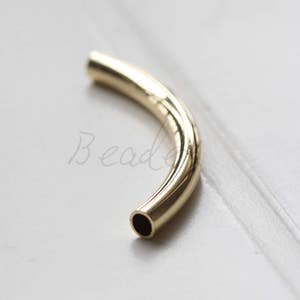 One Piece / Real Gold Plated / Brass Base / Curved Tube / 5x60mm  (C307//I82)