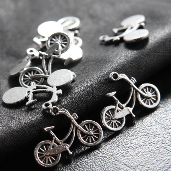 10pcs / Bike / Oxidized Silver / Base Metal / Charms / 26x19mm (YA13030//D193A)