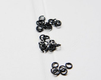 100 Pieces / Matte Black / Jump Rings / Brass Base / Ring / 4mm  (C327//I12)