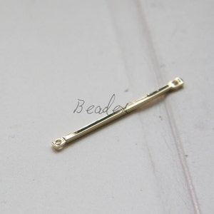 2 Pieces / Gold Plated / Real Gold / Brass Base / Bar / Link / Connector (C3060//G691)