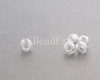 6 Pieces / Hand Blown / Hollow Glass Beads / Near Round / Clear / 6-9mm (17H7/G87)